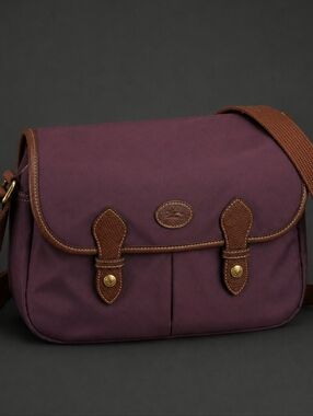 Longchamp Purple Messenger Bag with Brown Trim